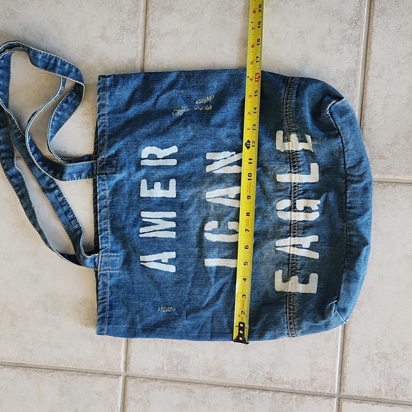 NWOT ❗️ American Eagle denim shoulder bag distressed big handbag - Picture 13 of 13